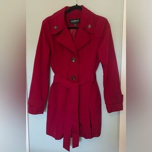 Liz Claiborne Bold dark Red Trench Coat ( hoodie removable)
